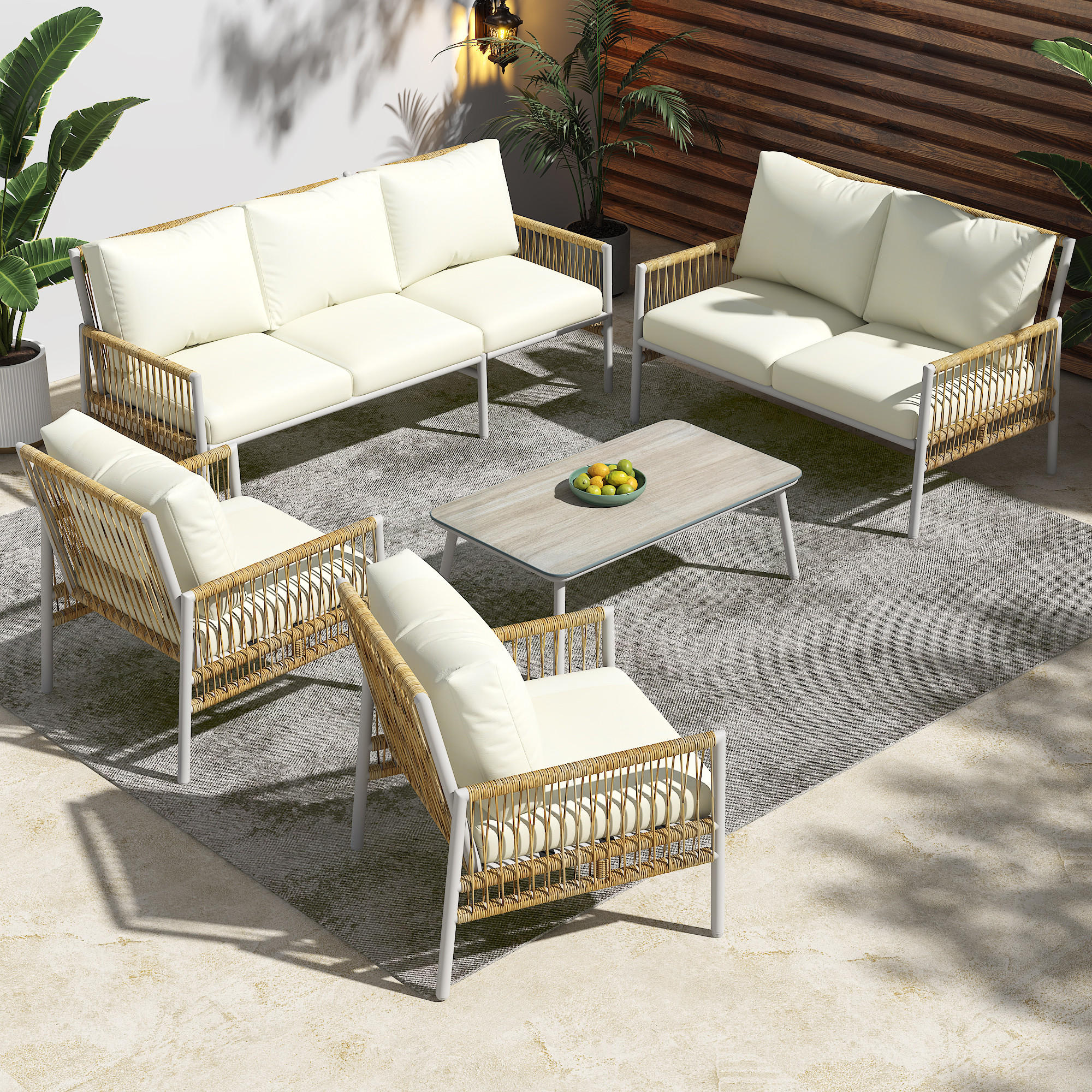 Thumbnail - Flieks Gartenset, Beige, Metall, Loungemöbel, Gartenlounge-Sets