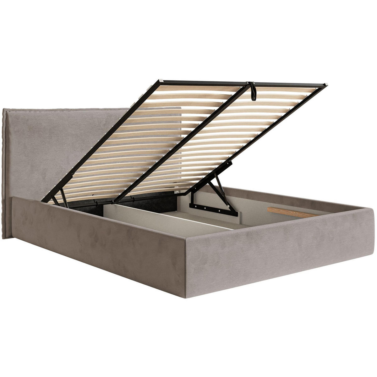 POLSTERBETT Softie Slim Taupe Velours 200x200 - Graubraun, Textil (200/200cm) - Selsey