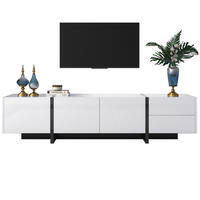 TV ormarić 190/35/45 cm bijelo-crni od iverice s 3 vrata i 2 ladice - bijela, drvni materijal (190/35/45cm) - OKWISH