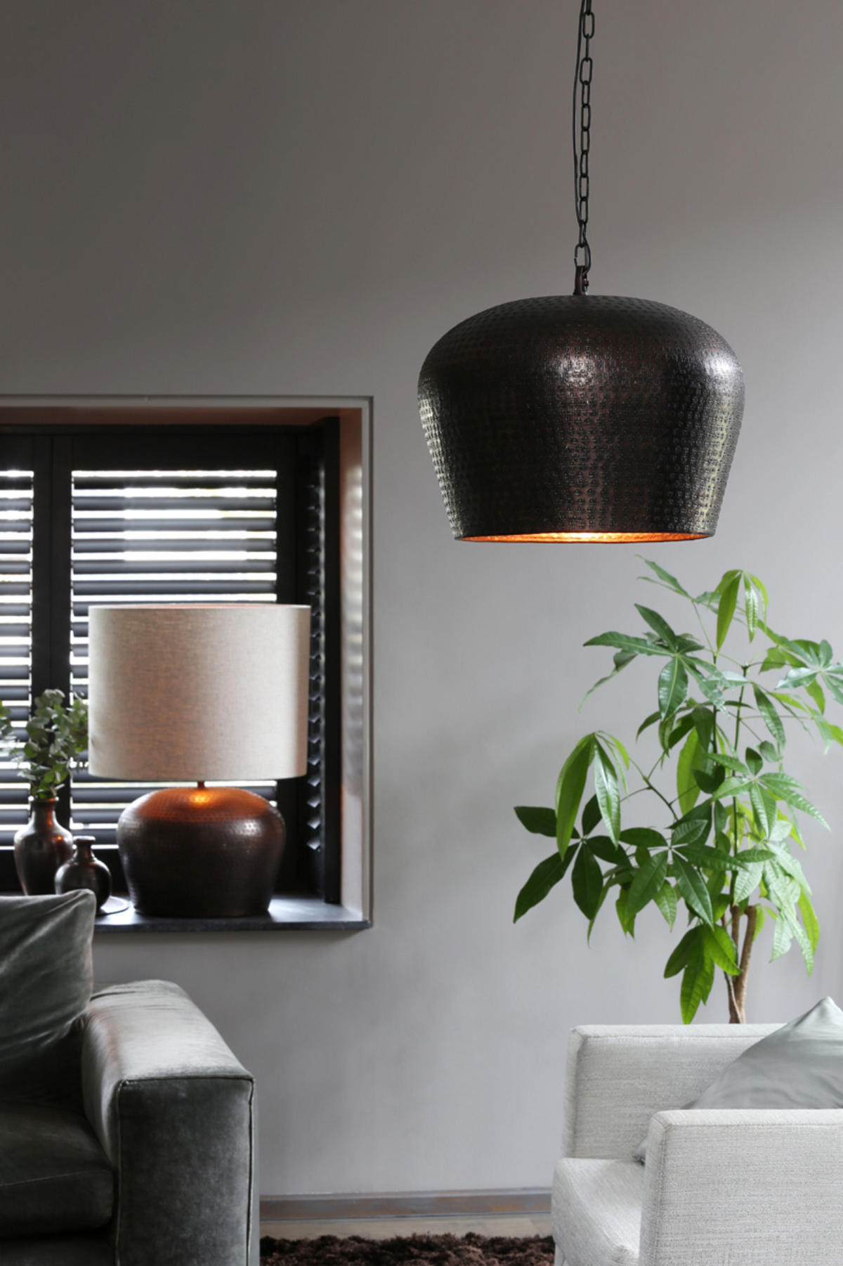 LAMPENSCHIRM Livigno Braun Ø50/38 cm - Braun, Textil (50/50/38cm) - Light & Living