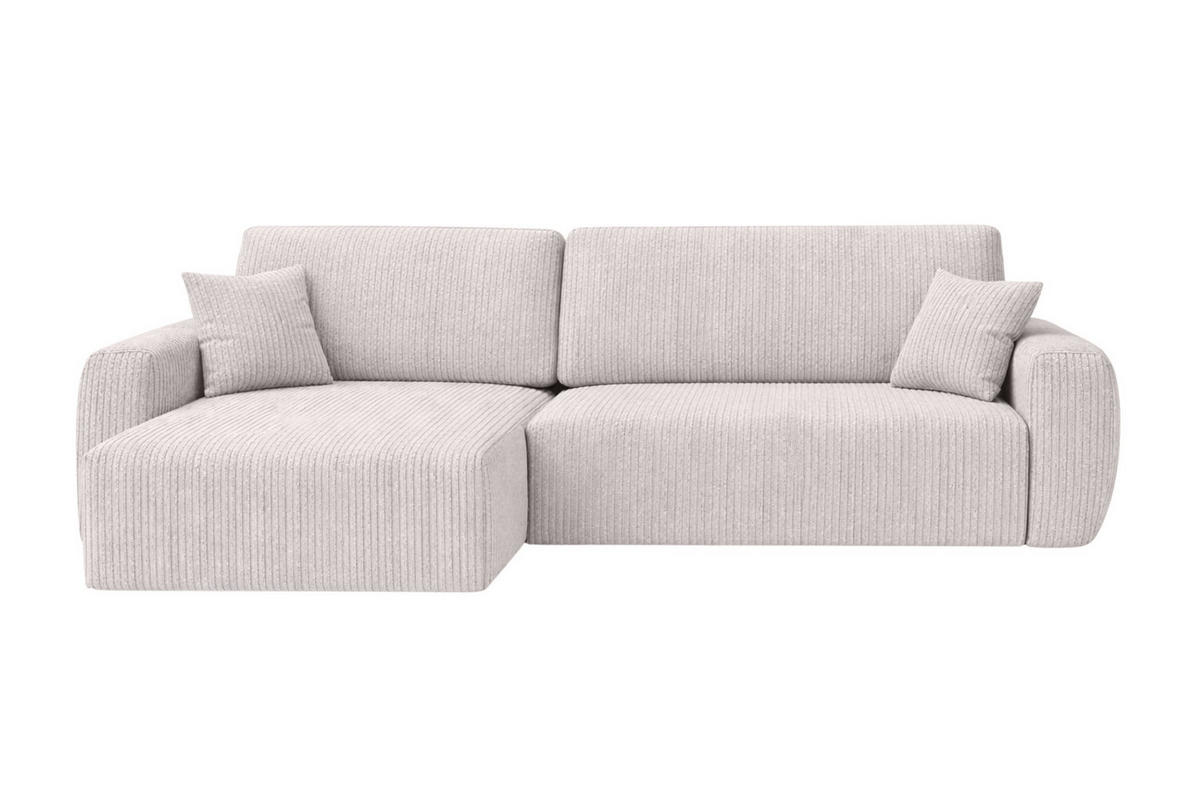 ECKSOFA Mit Schlaffunktion Ariel L, Cordstoff, Stoff Poso, Beige, Links - Beige, Holz (250/142cm) - Kaiser Möbel