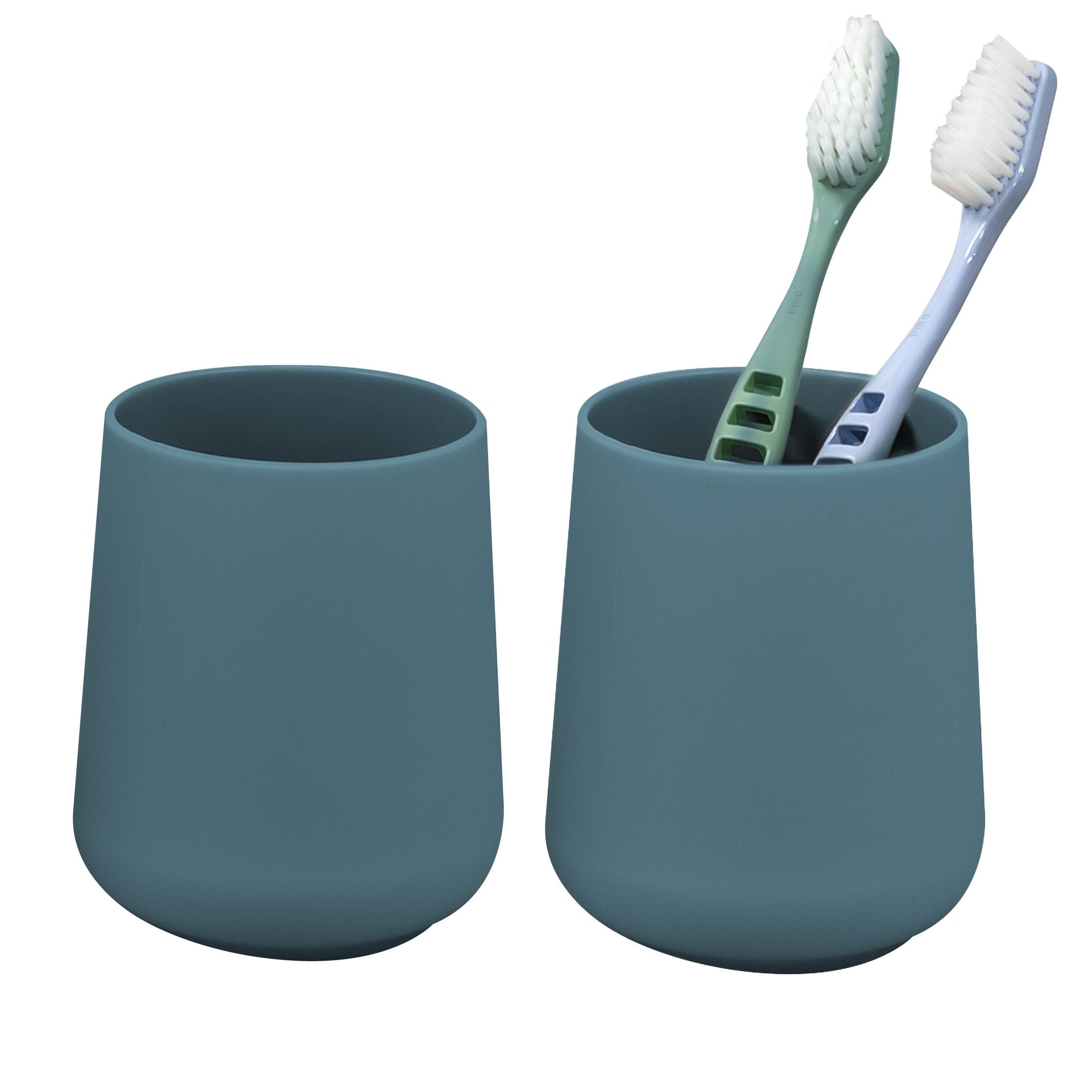 BECHER-SET TESERO 2tlg., Soft-Touch, blau - Blau, Kunststoff (8.5/10.5/8.5cm) - eluno