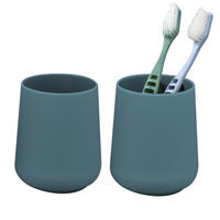 BECHER-SET TESERO 2tlg., Soft-Touch, blau - Blau, Kunststoff (8.5/10.5/8.5cm) - eluno