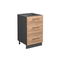 SCHUBLADENSCHRANK Fame-Line Goldkraft Eiche 50 cm ohne AP - Honigeiche/Anthrazit, Holzwerkstoff (50/82/51.6cm) - Vicco