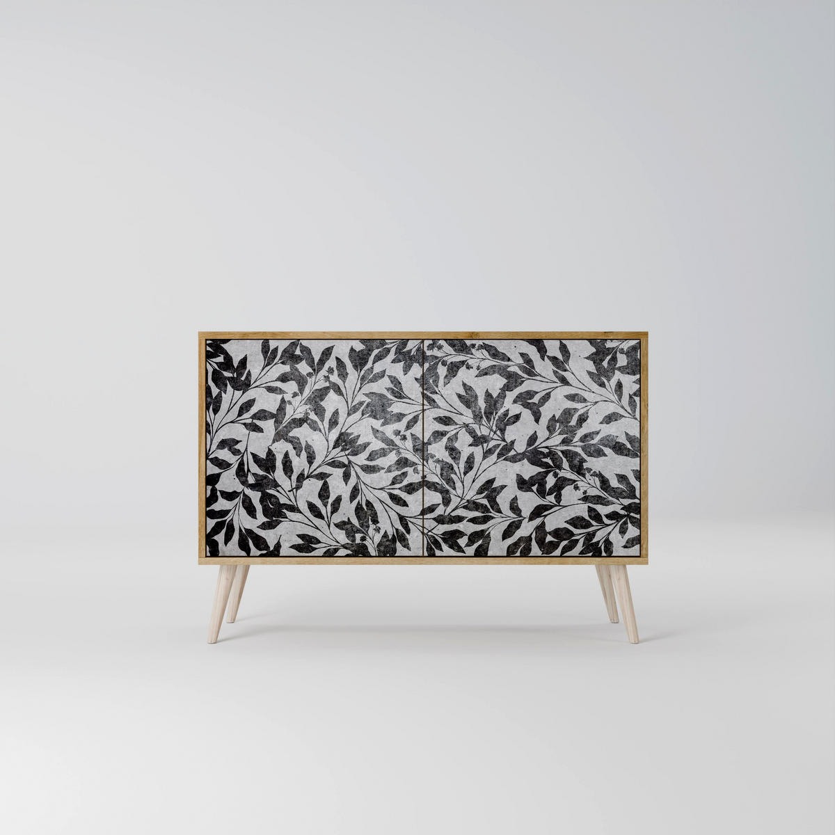 SIDEBOARD CHARCOAL SPROUT, Eicheneffekt, 111x42x77,5 cm, 2 Türen - Eichefarben/Buchefarben, Holzwerkstoff/Buchenholz (111/77.5/42cm) - SpaceRebels