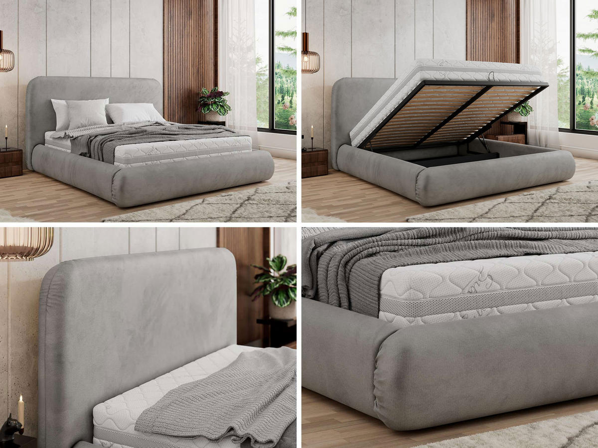 POLSTERBETT BENEA CLASSIC 200/200 - Hellgrau Velvet - Multipocket-Matratze - Hellgrau, Textil (200/200cm) - MKS