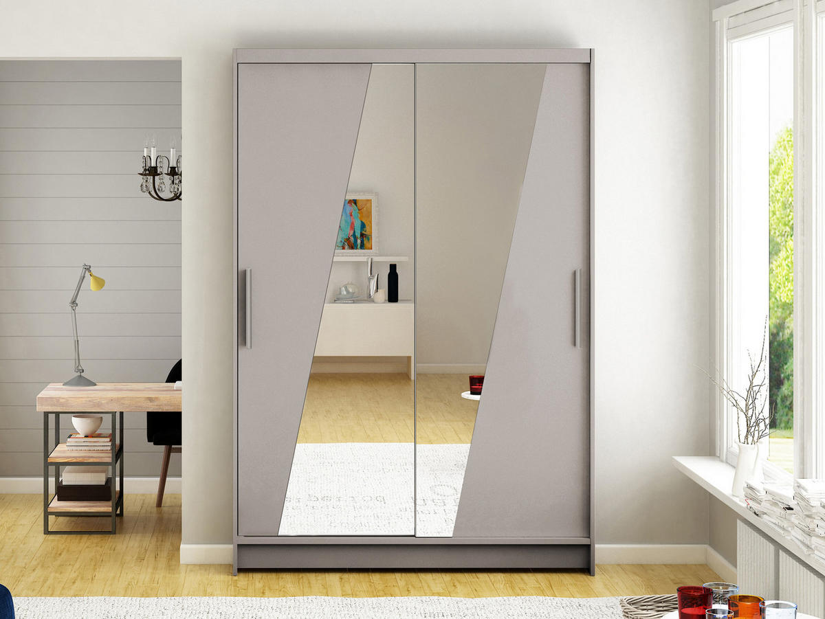 KLEIDERSCHRANK Miami VIII - Kaschmir/Silberfarben, Holzwerkstoff/Kunststoff (120/200/58cm) - MIRJAN24