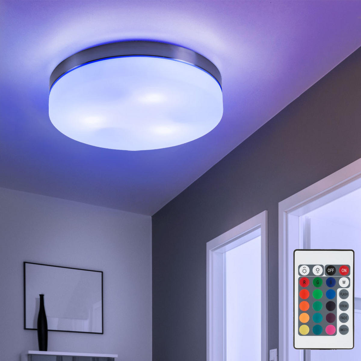 LED DECKENLEUCHTE Opal Glas Weiß Nickel-matt - Weiß, Glas (30/30/6.5cm) - Globo Lighting