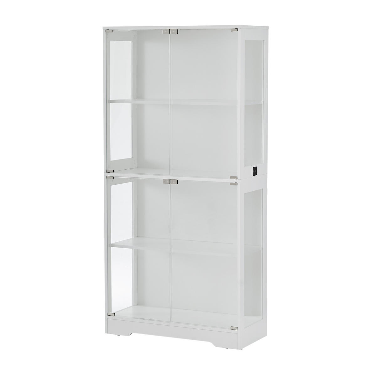 VITRINE 80/35/165 cm in Weiß mit LED-Beleuchtung und Glastüren - Weiß, Holzwerkstoff (80/165/35cm) - Flora Grace