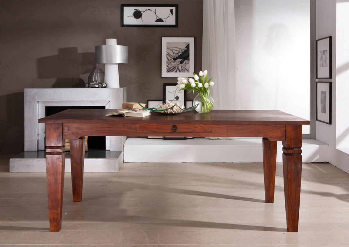 ESSTISCH Akazie 180x90x76 nougat lackiert OXFORD #604 - Dunkelbraun, Holz (180/90/76cm) - Massivmoebel24