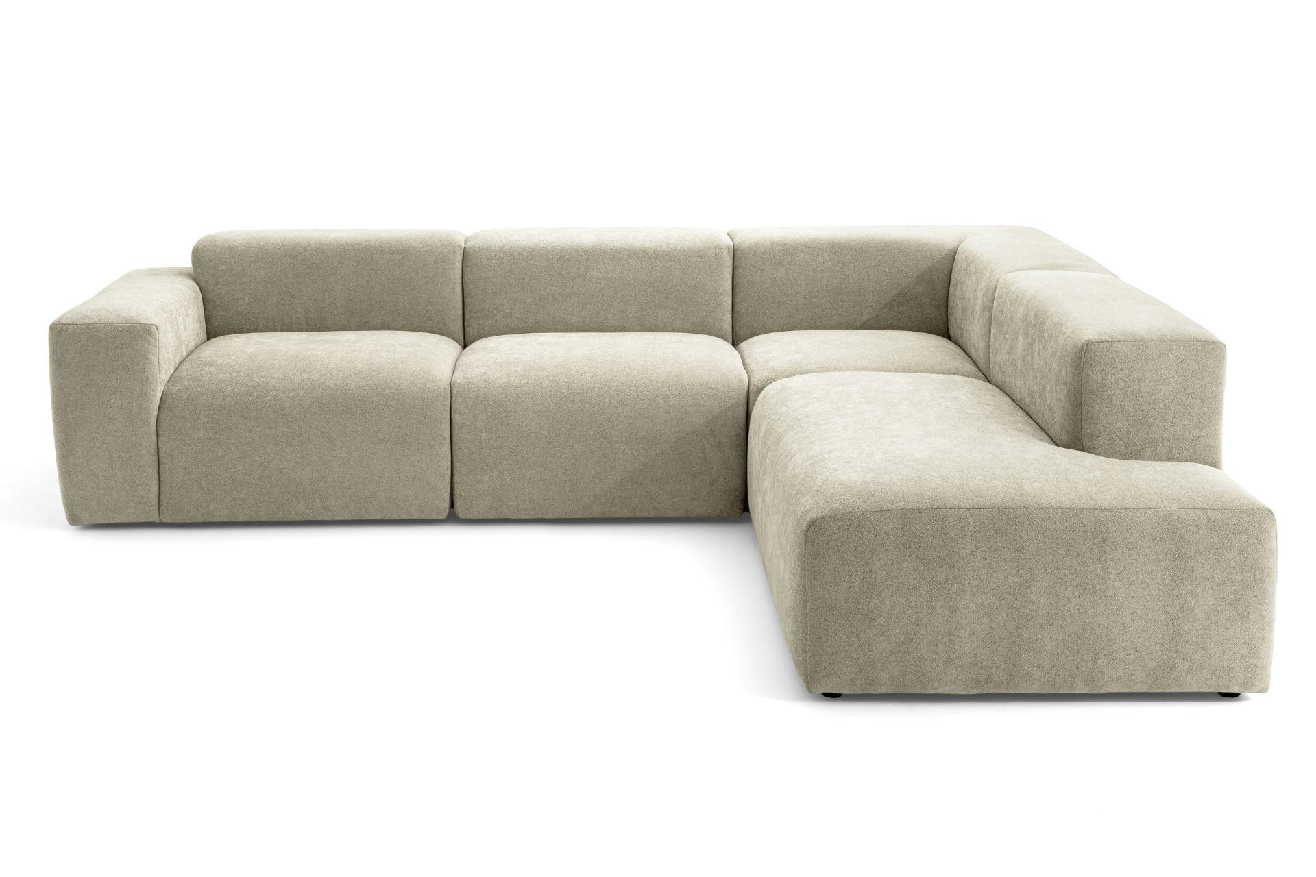 4-SITZER modulares Ecksofa HEAVEN SET 2 Rechts, Breite 300 cm Webstoff Olivgrün - Schwarz/Olivgrün, Holz/Kunststoff (245/300cm) - Muffo
