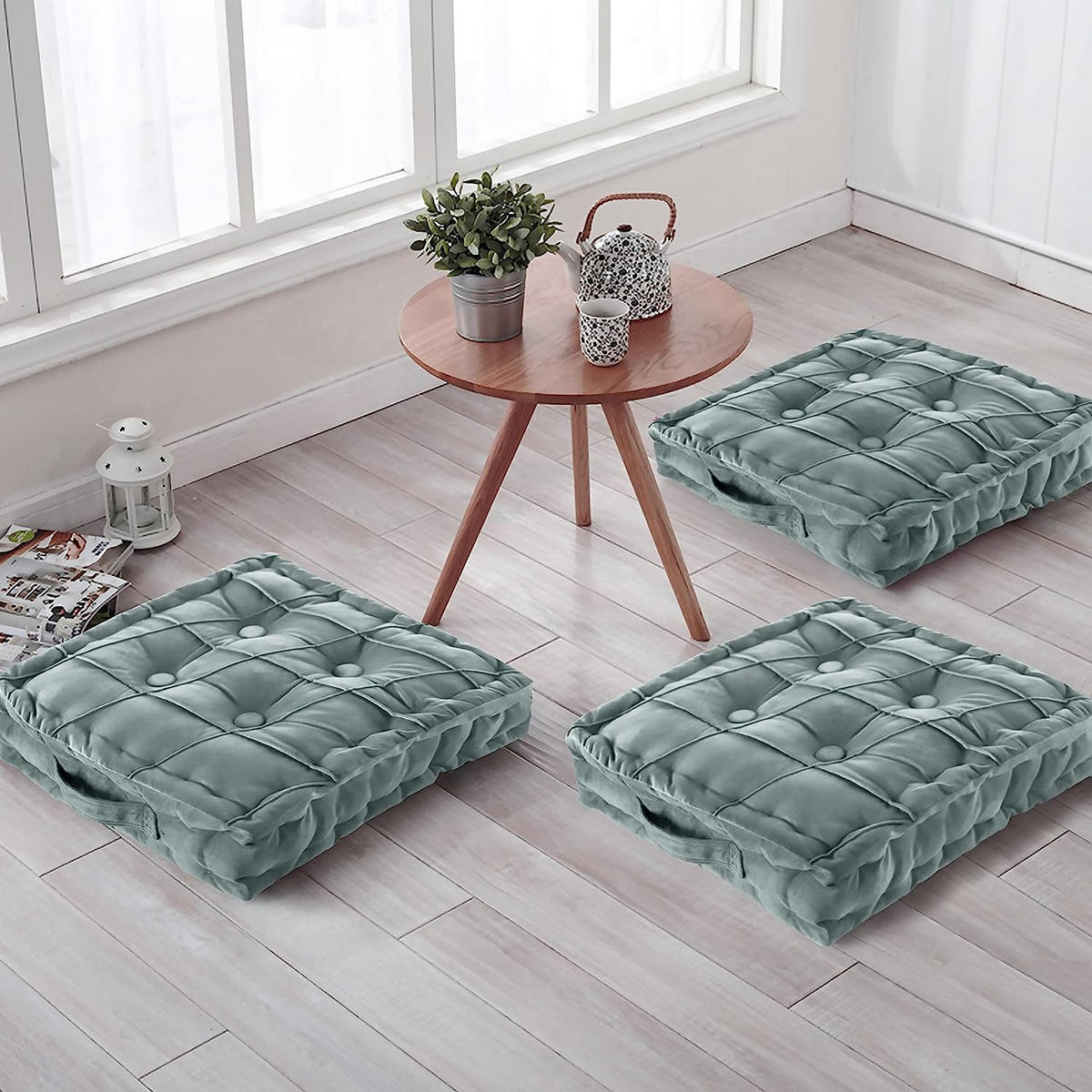 SITZKISSEN Bodenkissen Cord Quadrat 45*45cm - Grau, Textil (45/45/12cm) - Vercart