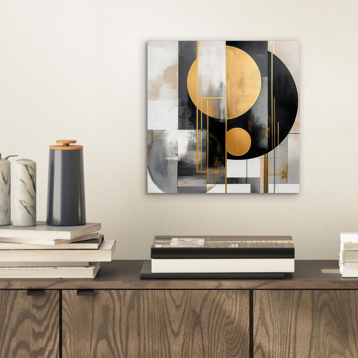 METALLBILD Abstrakt - Gold - Silber - Formen - Ästhetisch - Modern 20x20 cm - Goldfarben, Metall (20/20cm) - MuchoWow