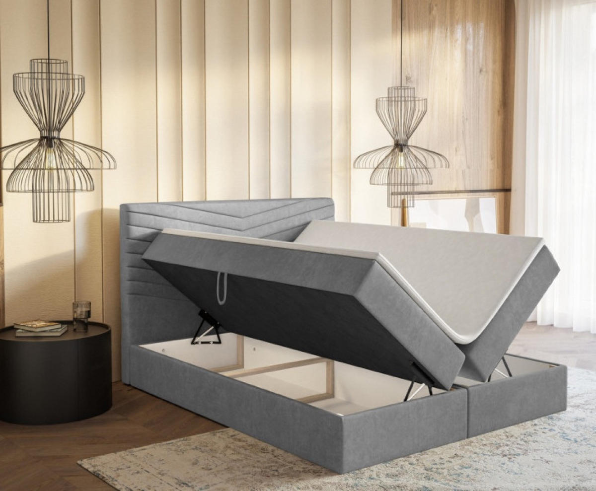 BETT Grau G4 Mit Bettkasten Und Matratze 180x200 cm - Grau, Textil (180/200cm) - Sepro Meble
