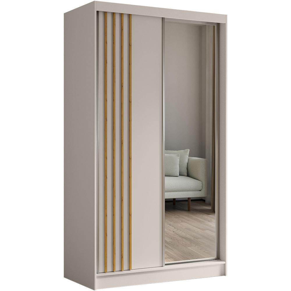 Beautysofa SKŘÍŇ s posuvnými dveřmi Nela 120/216/61 kašmír + dub Artisan