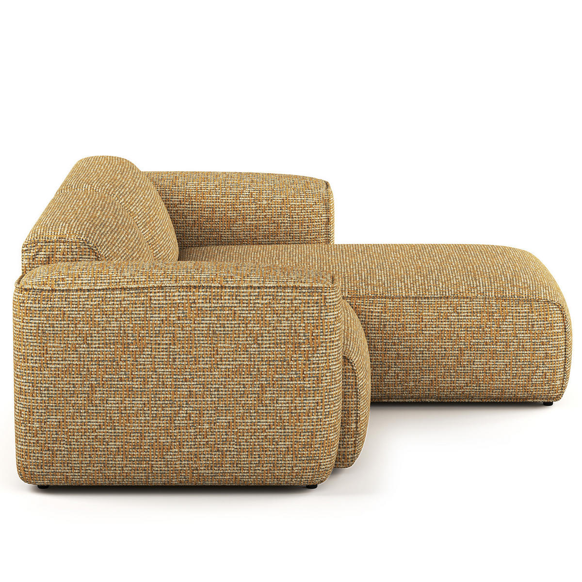 1,5-SITZER ECKSOFA mit Longchair - Schwarz/Honig, Kunststoff/Textil (260/173cm) - home24