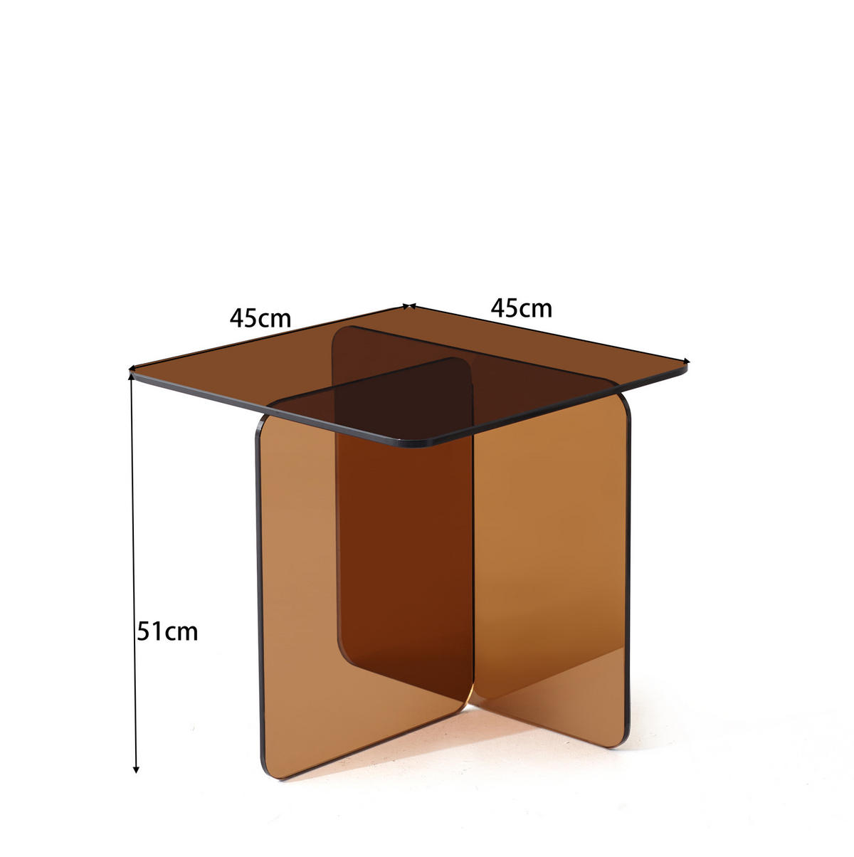 BEISTELLTISCH 45/45/51 cm aus braunem Glas, vielseitig und pflegeleicht - Braun, Glas (45/45/51cm) - BEAOK
