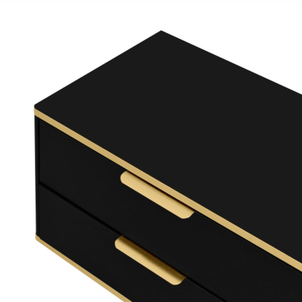 TV-SCHRANK 170/37/45 cm schwarz mit geschnitzter Struktur und goldenen Griffen - Schwarz, Holzwerkstoff (170/45/37cm) - OKWISH