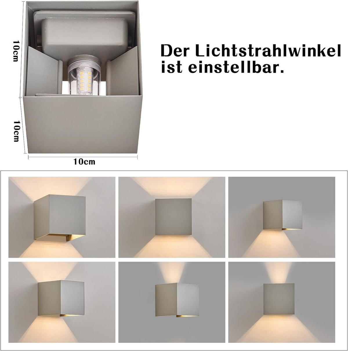 WANDLEUCHTE Illuminator 11.5/11/11.5 cm - Grau, Metall (11/11.5/11.5cm) - ZMH