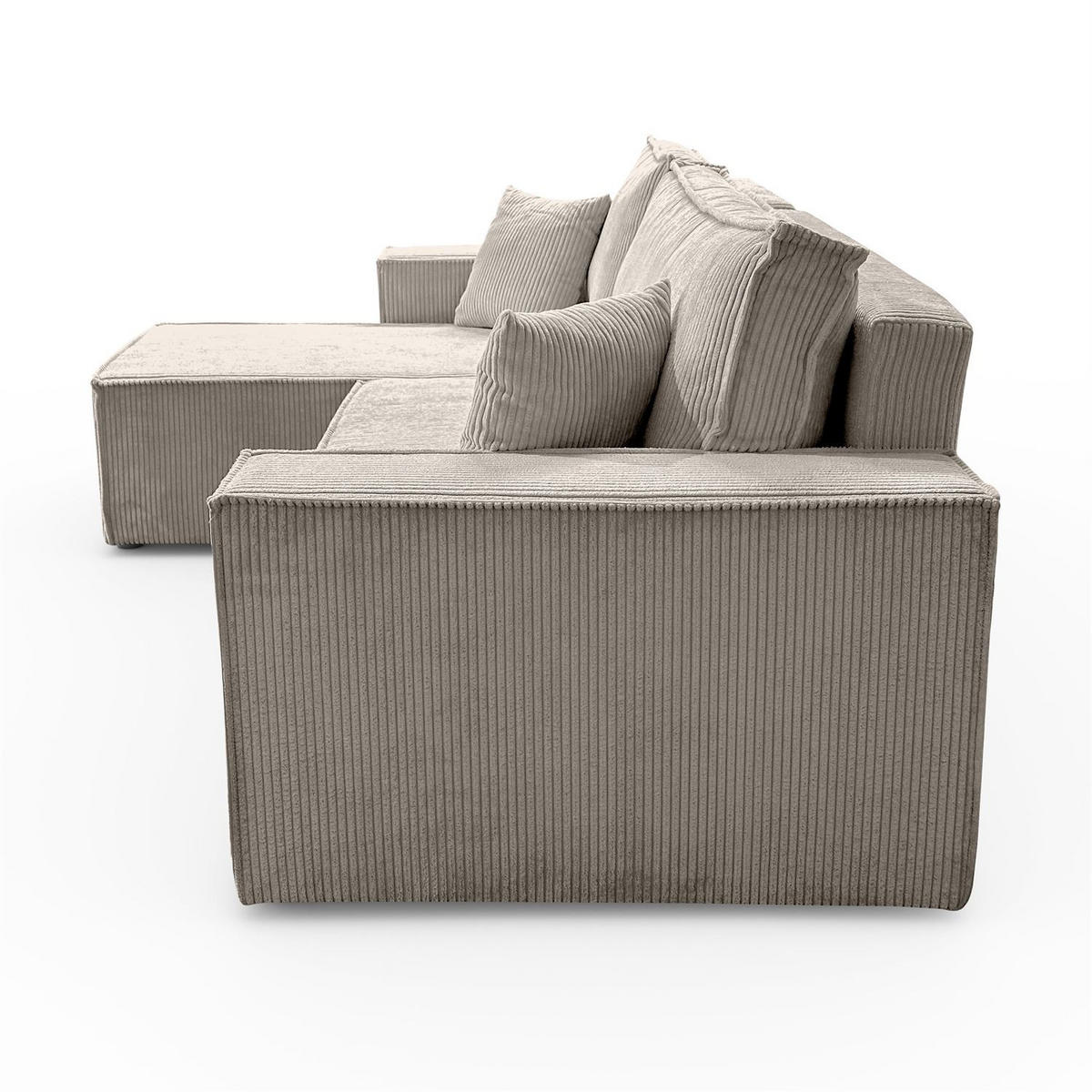 GEPOLSTERTES Ecksofa CARLOS L, Poso 02 - Beige, Textil (247/143cm) - Lookway