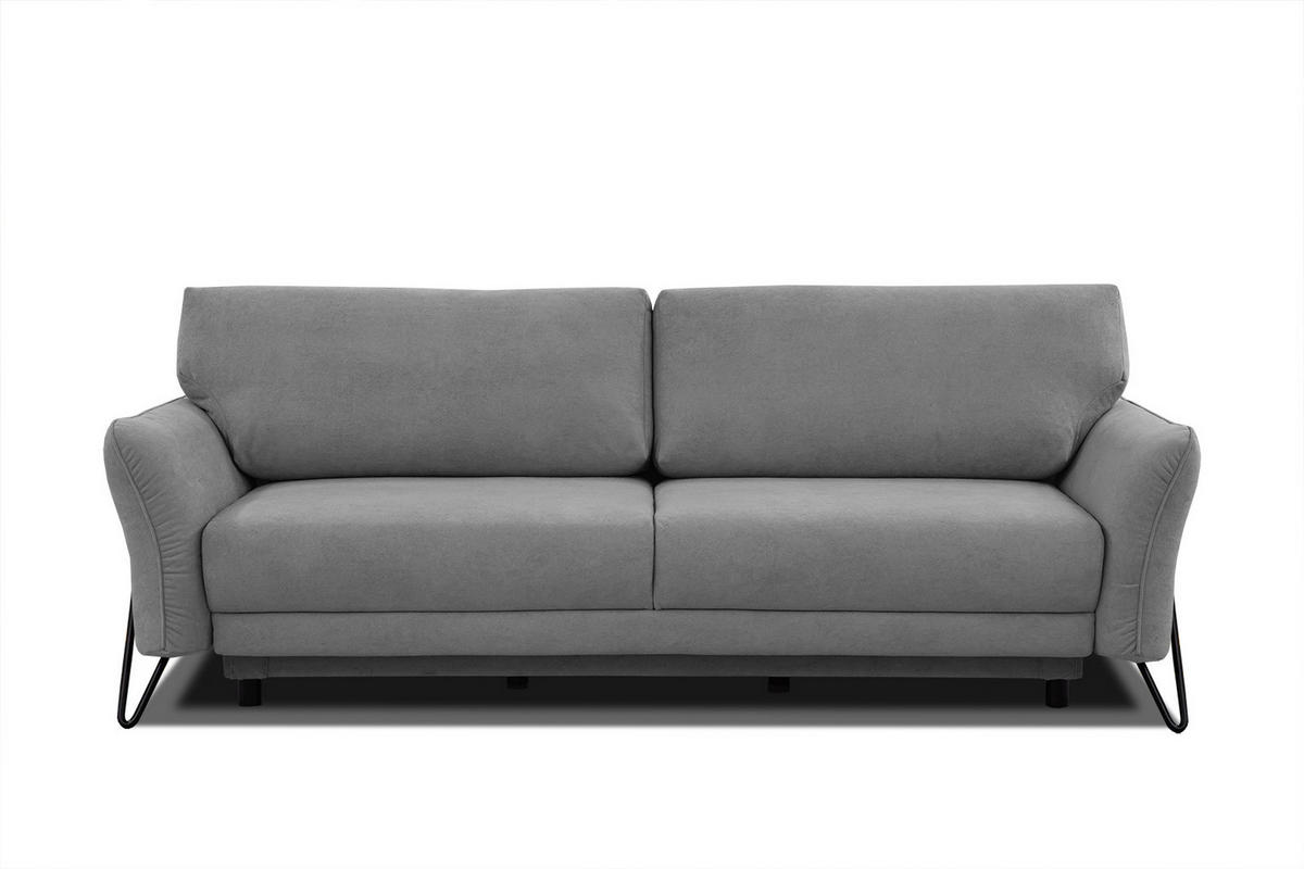SOFA LOREM 3-Sitzer mit Schlaffunktion, grau - Schwarz/Grau, Holz/Textil (232/90/107cm) - Courtois Laville
