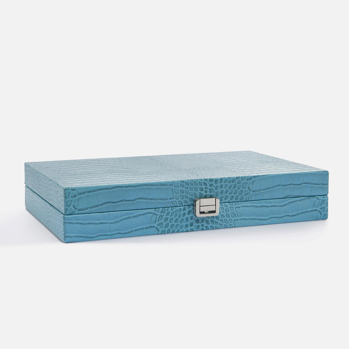 BACKGAMMON – Mittel BACKGAMMON Leder Riviera-Blau 38cm - Blau, Leder (38/24cm) - Premium Interiors