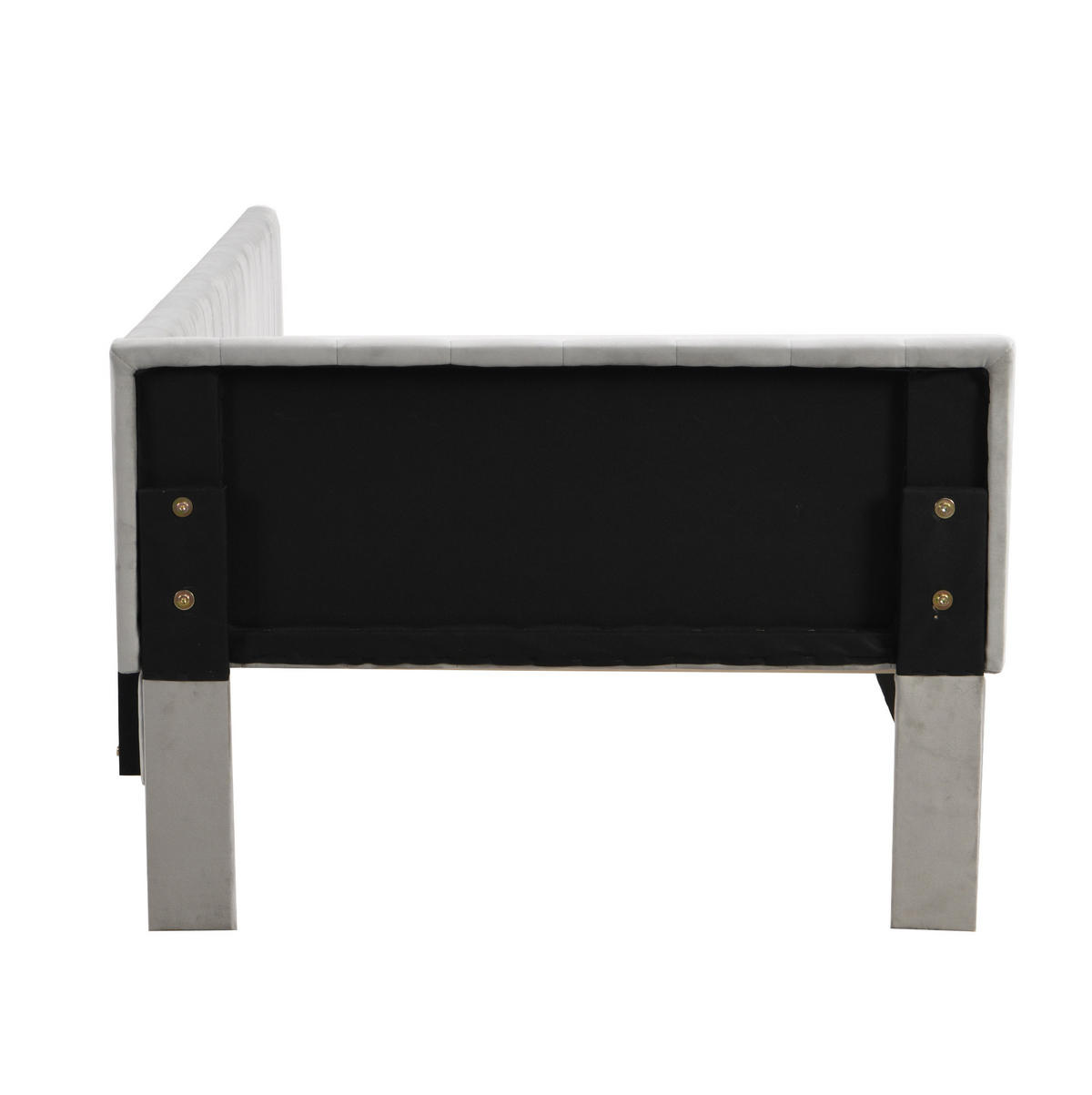 POLSTERBETT 90/200 cm Grau aus Samtstoff mit Lattenrost - Grau, Leder (90/200cm) - OKMYHOME