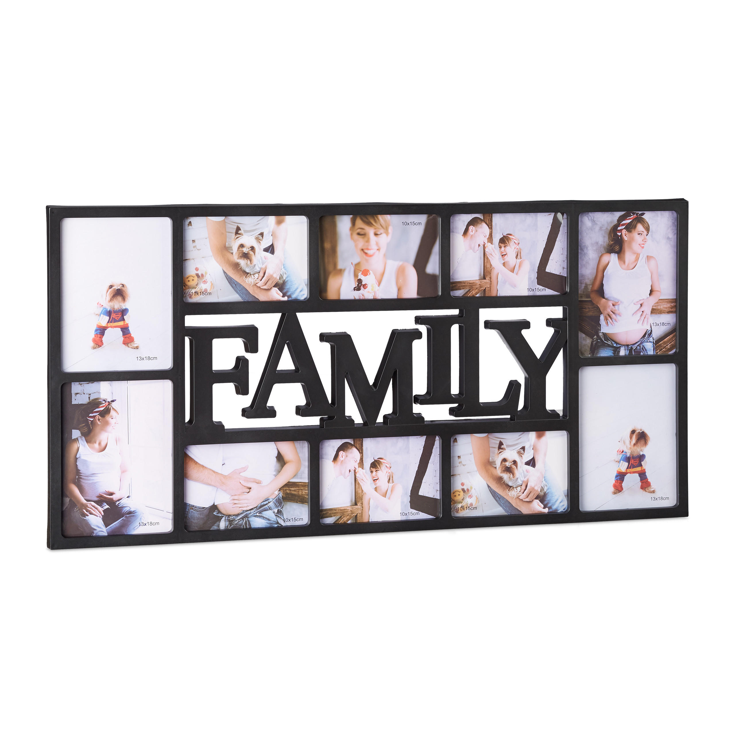 BILDERRAHMEN Familie - Schwarz, Wellpappe/Kunststoff (72/36.5/2cm) - Relaxdays