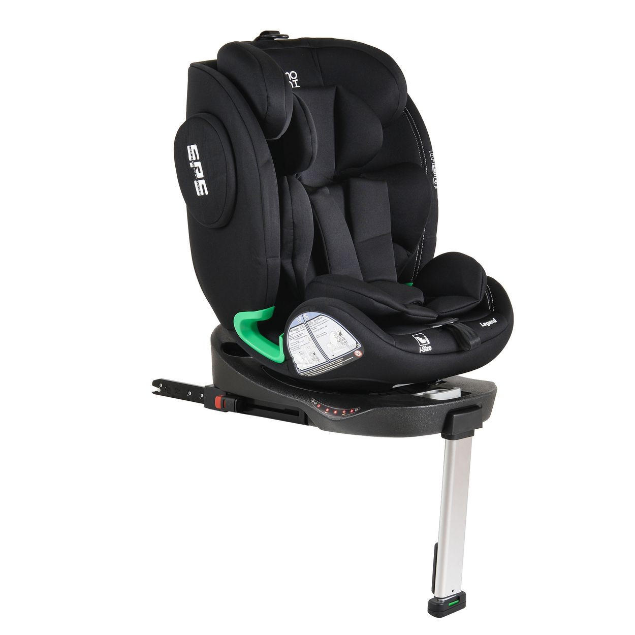 KINDERSITZ Legend i-Size schwarz (40-150cm) Isofix 360 Grad-Drehung Stützbein SPS - Schwarz, Kunststoff (46/60/50cm) - Moni