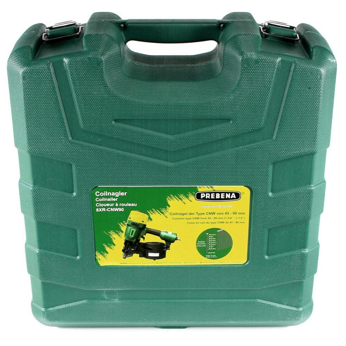 PREBENA 8XR-CNW90 Coilnagler Druckluftnagler im Transportkoffer - Multicolor, Kunststoff (460/420/180cm) - Prebena