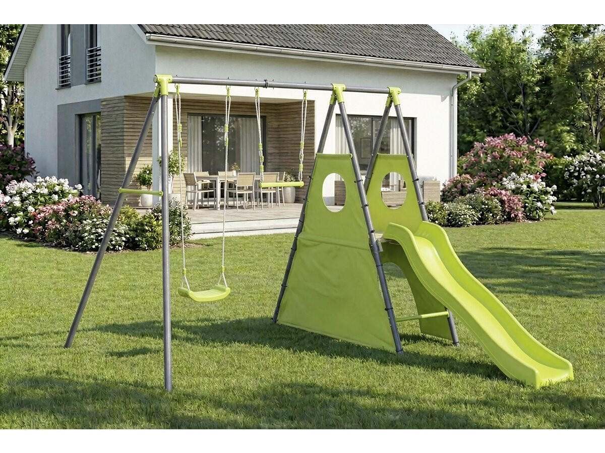 KLETTERGERÜST AUS STAHL kylian Grün - Grün, Metall (268/195/235cm) - Habitat Garten