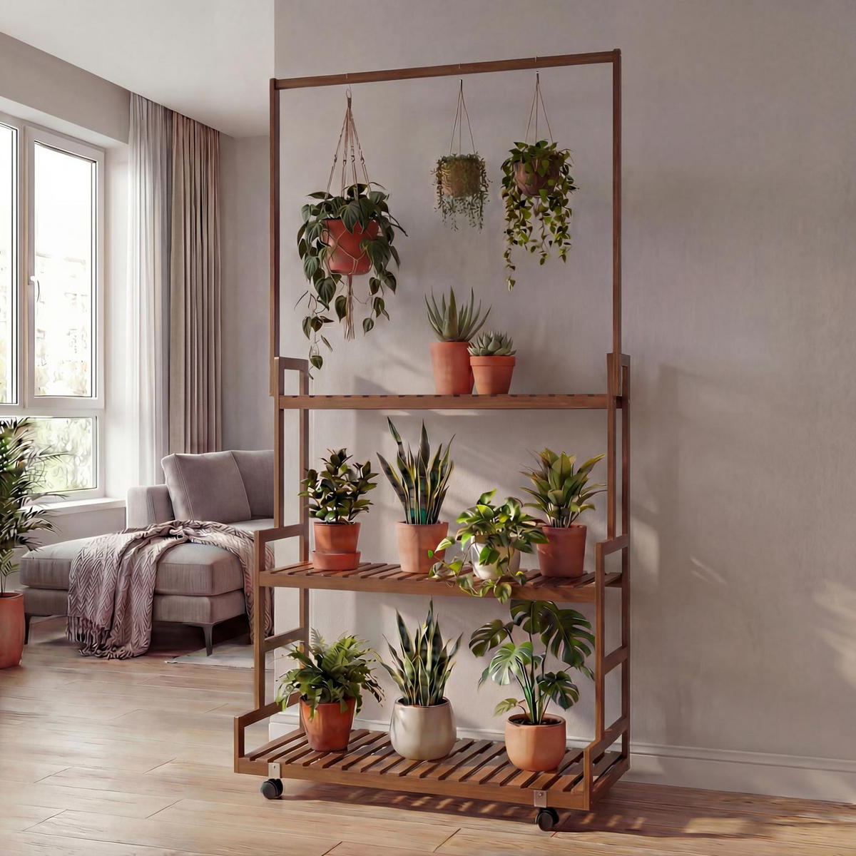 PFLANZENREGAL Braun - Braun, Holz (93/175/38cm) - MCW