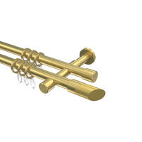 GARDINENSTANGEN-SET Prestige Verano 360 cm (geteilt in 2 x 180 cm), 2-läufig, 20 mm Ø Messing-Optik - Messingfarben/Goldfarben, Metall (360cm) - INTERDECO