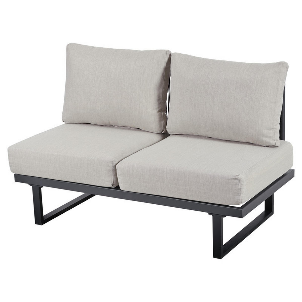 GARTENLOUNGESET GRAUBEIGE mit umwandelbarem Relaxbett und Couchtisch - Beige, Textil - BLACKCUP