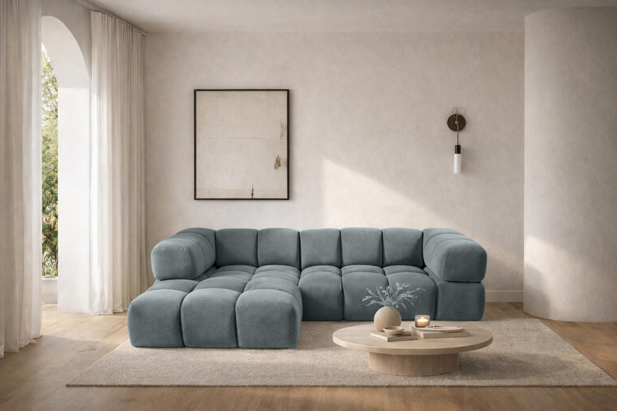 ECKSOFA L-Form Averro, stoff Bluvel, Blaugrau, Links - Blaugrau, Holz (280/150cm) - Kaiser Möbel