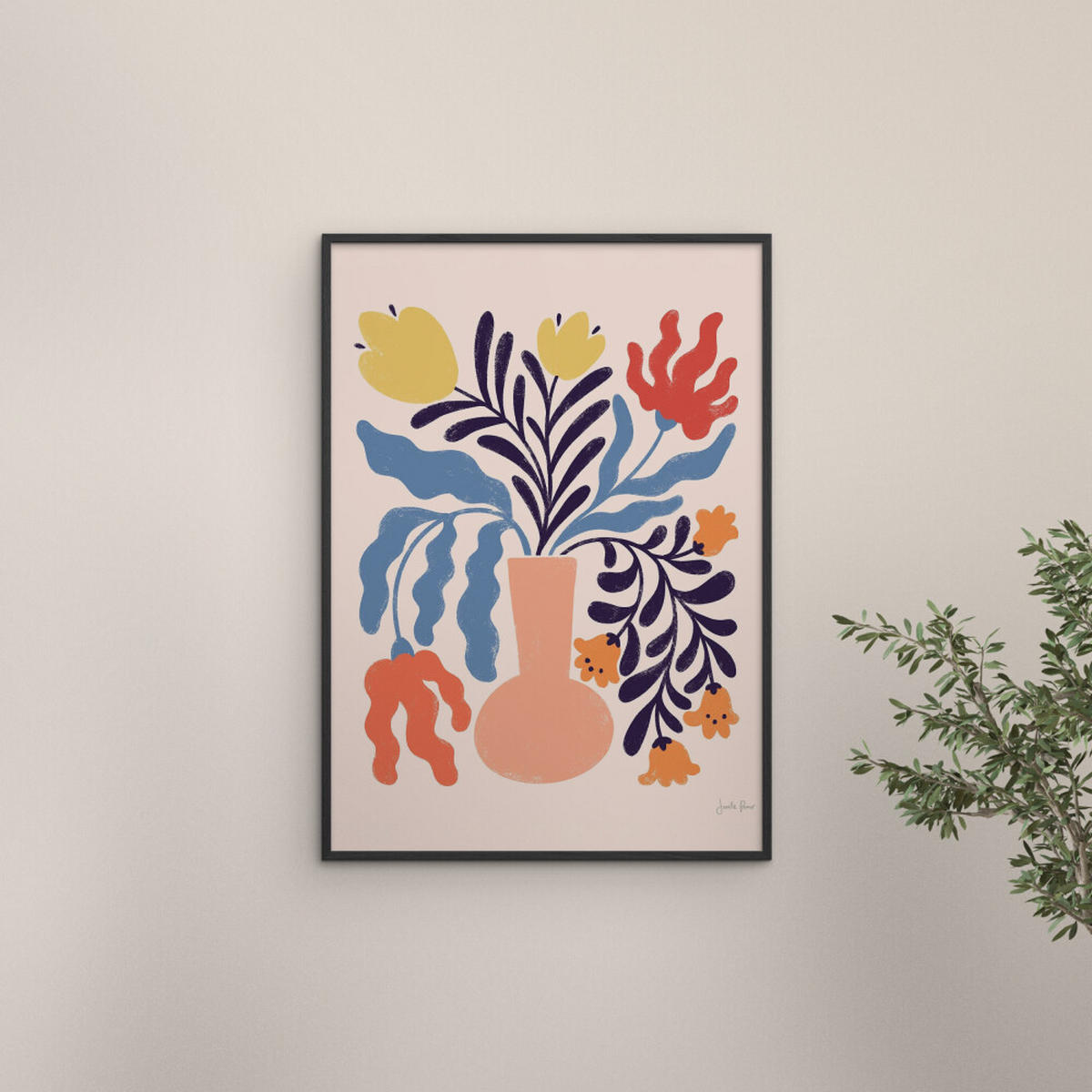 POSTER mit Rahmen Wild Apple - Floral No. 1 - Multicolor/Schwarz, Holz/Papier (50/70cm) - Poster&Frame