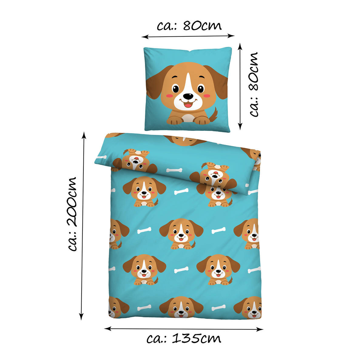 BETTWÄSCHE 2 tlg. mit Motiv 135x200 cm Hund - Blau, Textil (135/200cm) - Bestlivings