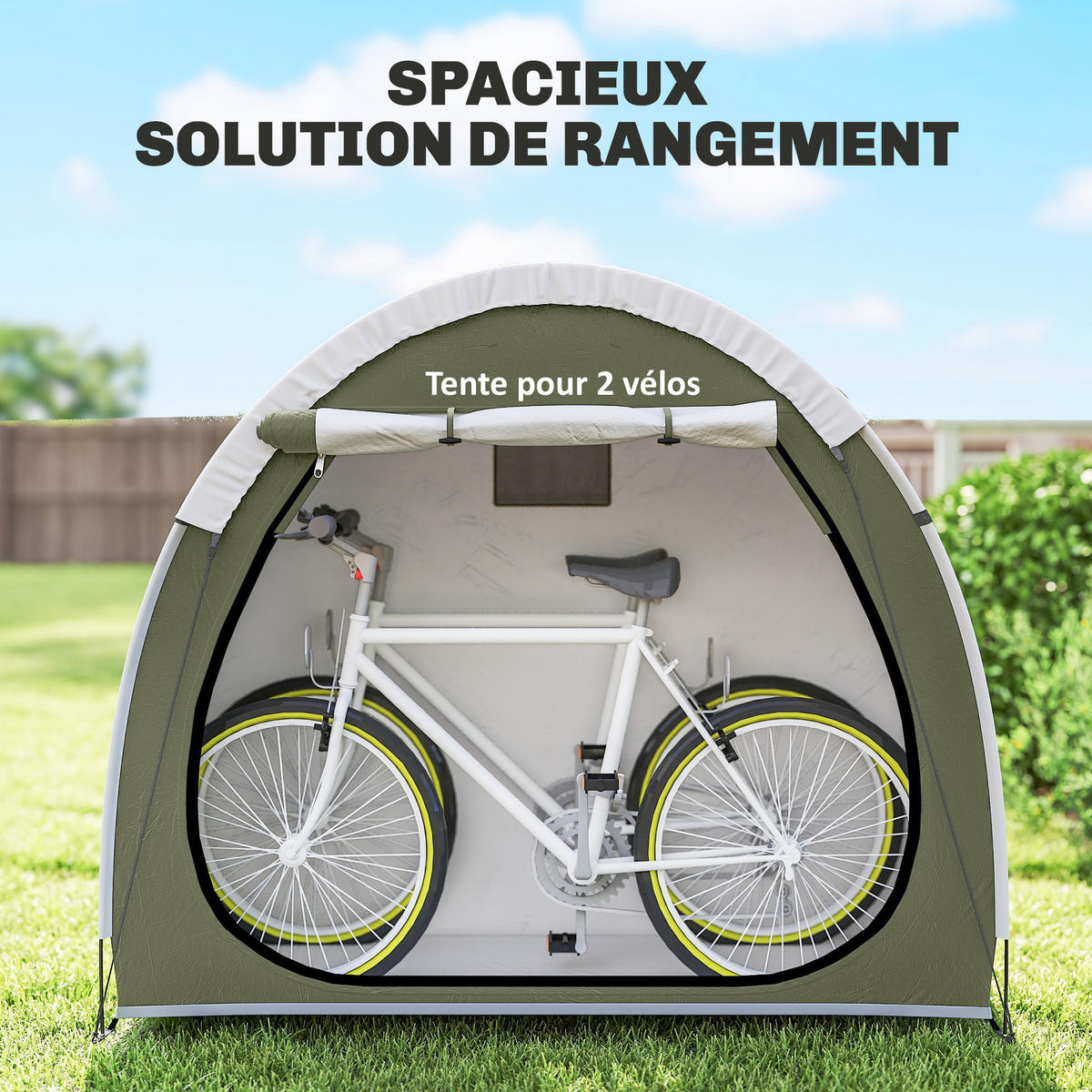 FAHRRADGARAGE DE-12724 200/80/170 cm wasserdicht Oxford 210D mit Tasche Grün - Grün, Textil (80/170/200cm) - ComfortXL