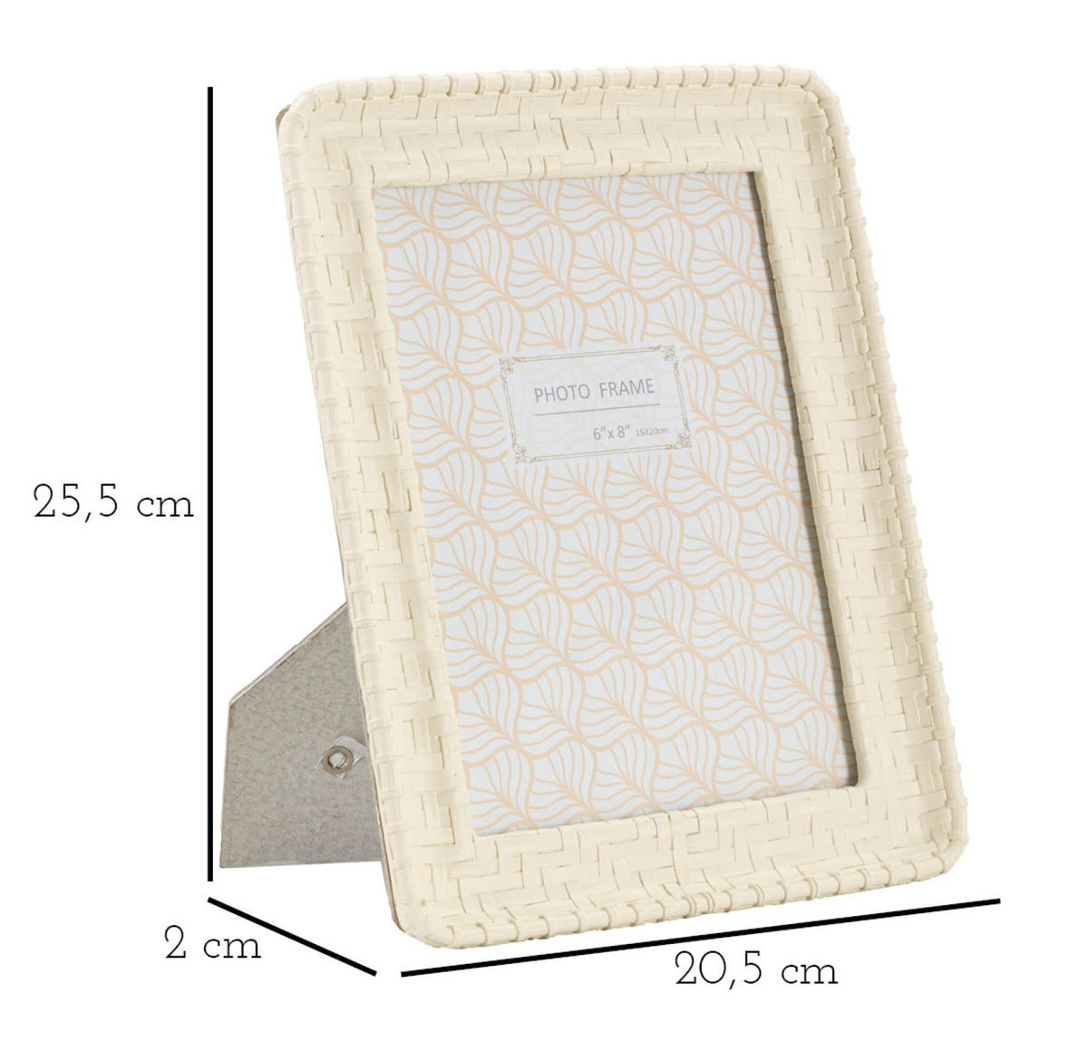 BILDERRAHMEN Bamboo Style, Fotoformat 15 x 20 cm, cremefarben, Polyresin und Glas, Rahmen 20,5 x 2 x 25,5 cm - Creme, Glas/Kunststoff (20.5/25.5/2cm) - Mauro Ferretti