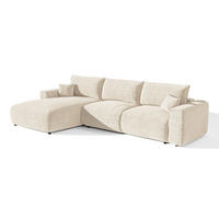 LINKSECK-SCHLAFSOFA mit Stauraum COMO Bouclé-Stoff Creme 297cm - Creme, Textil (297/167cm) - Premium Interiors