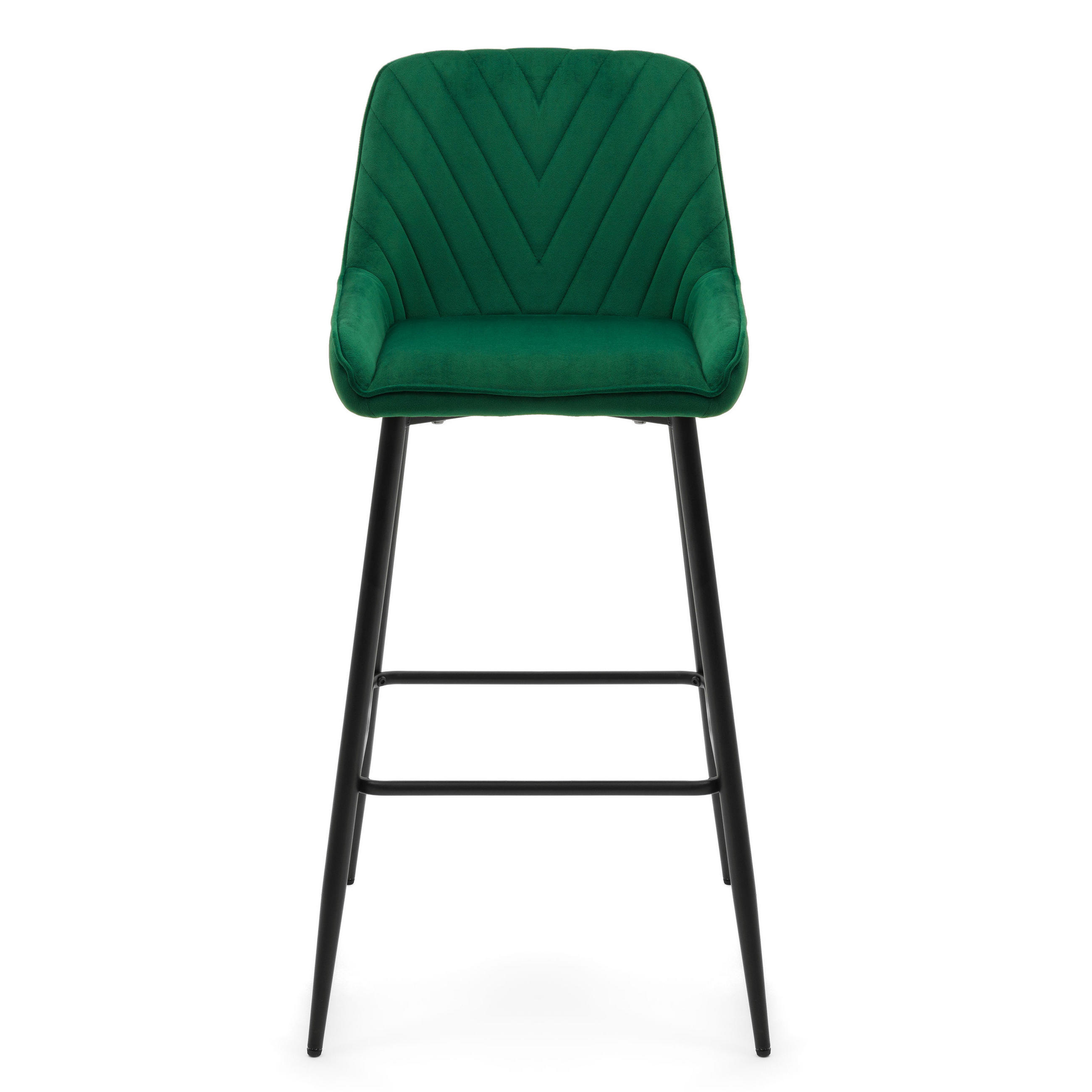 BARHOCKER VASTO gepolstert mit Steppung - grün - Samt Velours - Schwarz/Grün, Metall (50/102/55cm) - NEW HOME