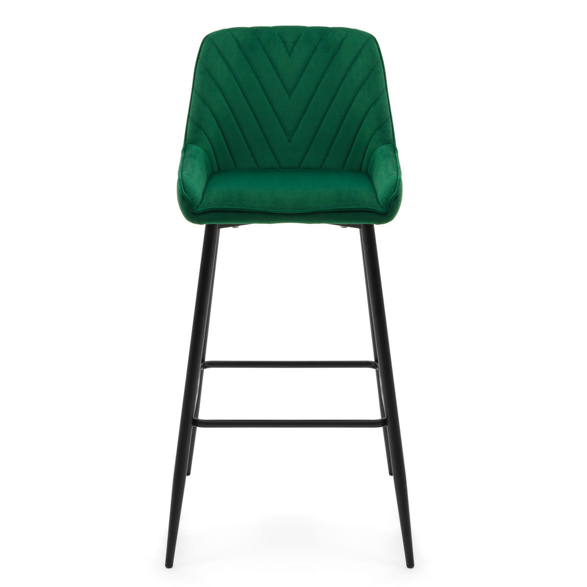 BARHOCKER VASTO gepolstert mit Steppung - grün - Samt Velours - Schwarz/Grün, Metall (50/102/55cm) - NEW HOME