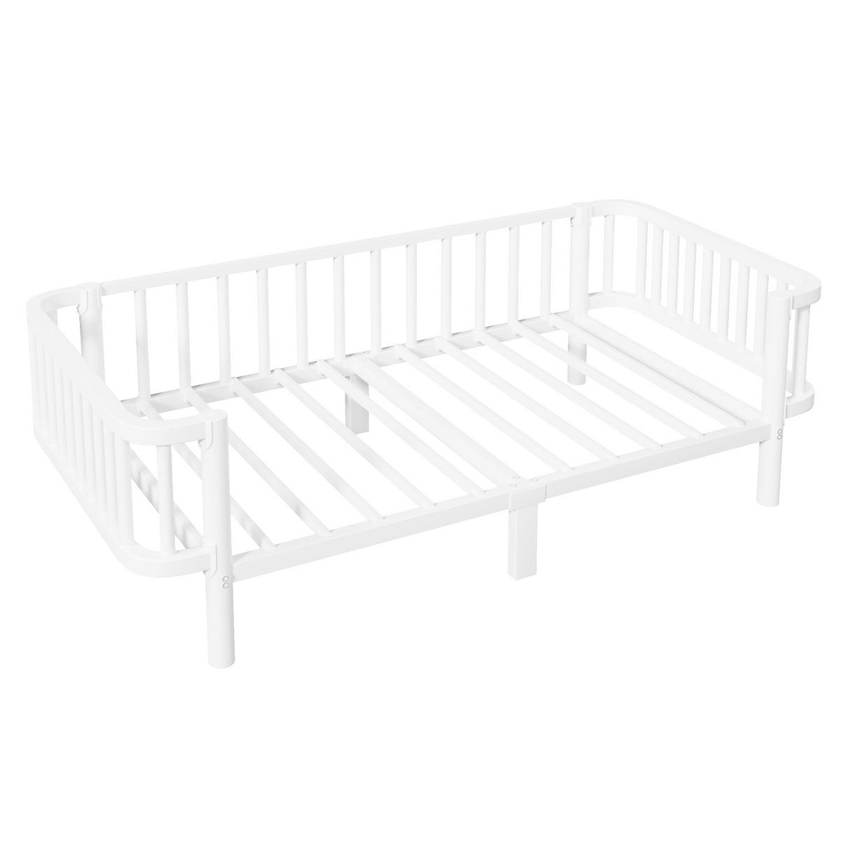 TAGESBETT 90 x 200 cm, stabiles Lattenrost aus Stahl, Weiß - Weiß, Metall (90/200cm) - KOMHTOM