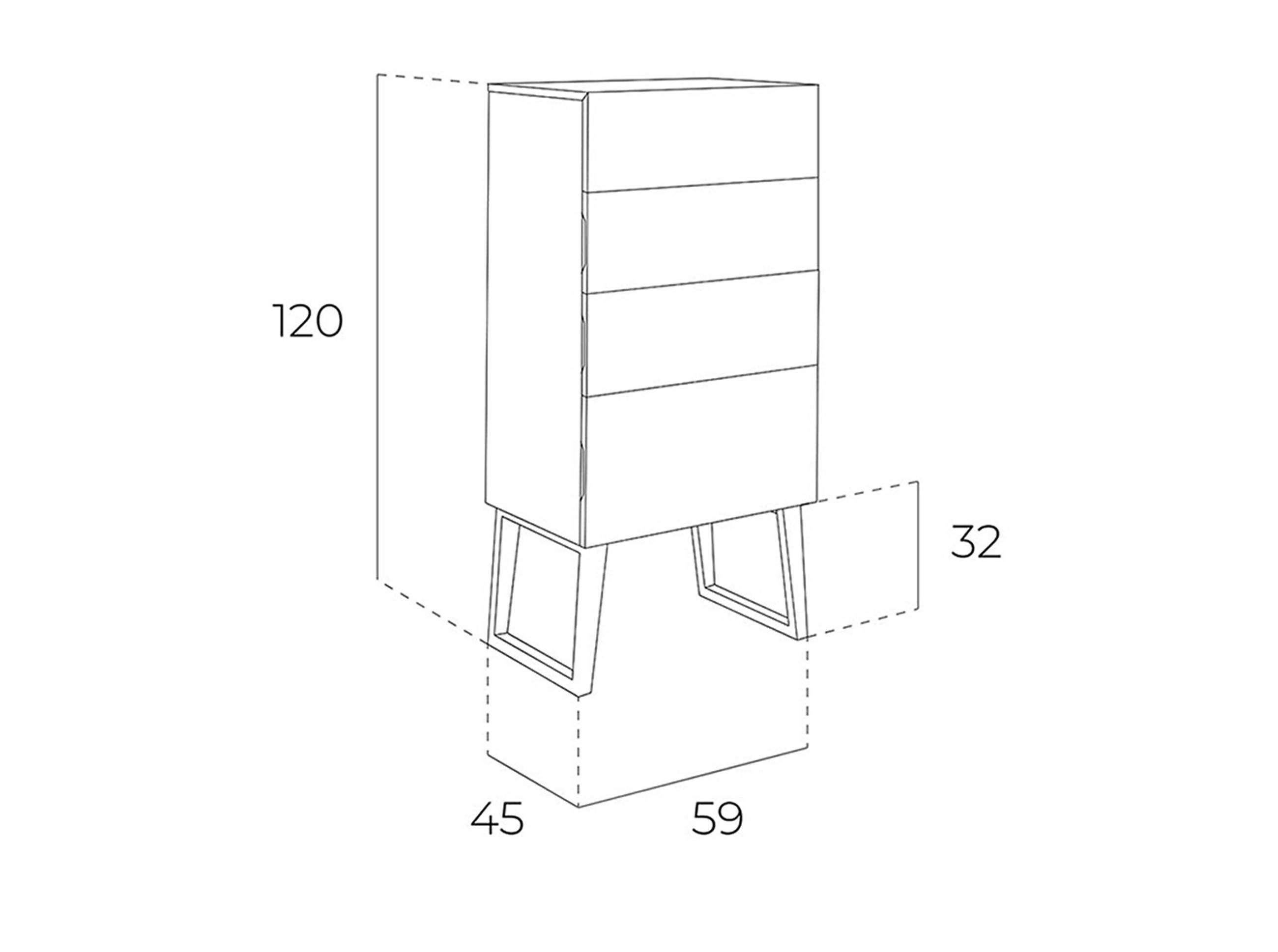 KOMMODE Chiffonier Nussbaum 59/45/120 cm - Walnussfarben, Holz (59/120/45cm) - ANGEL CERDA