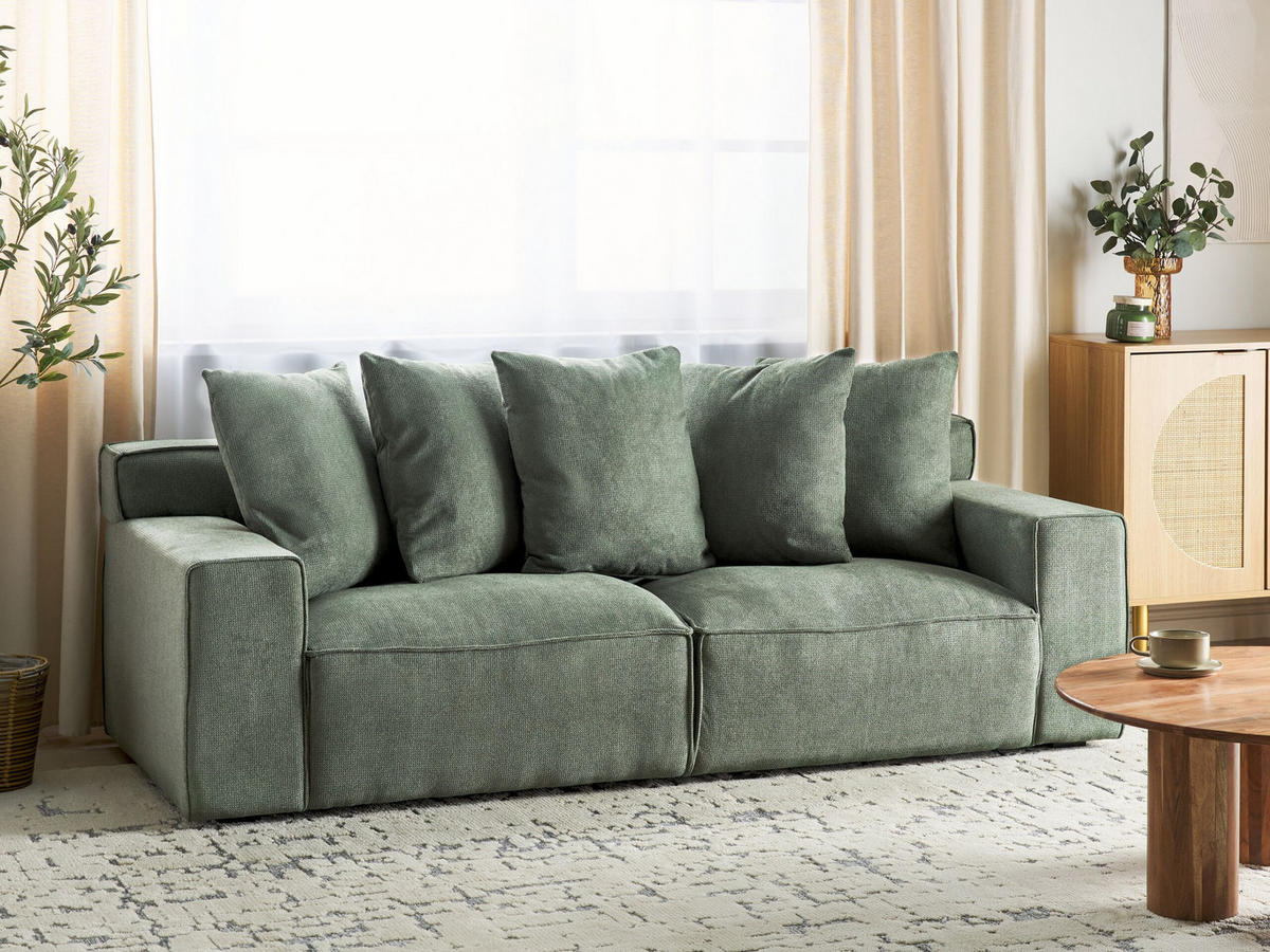 3-SITZER-SOFA dunkelgrün mit Kissen Viskan - Grün, Textil (200/67/82cm) - Beliani