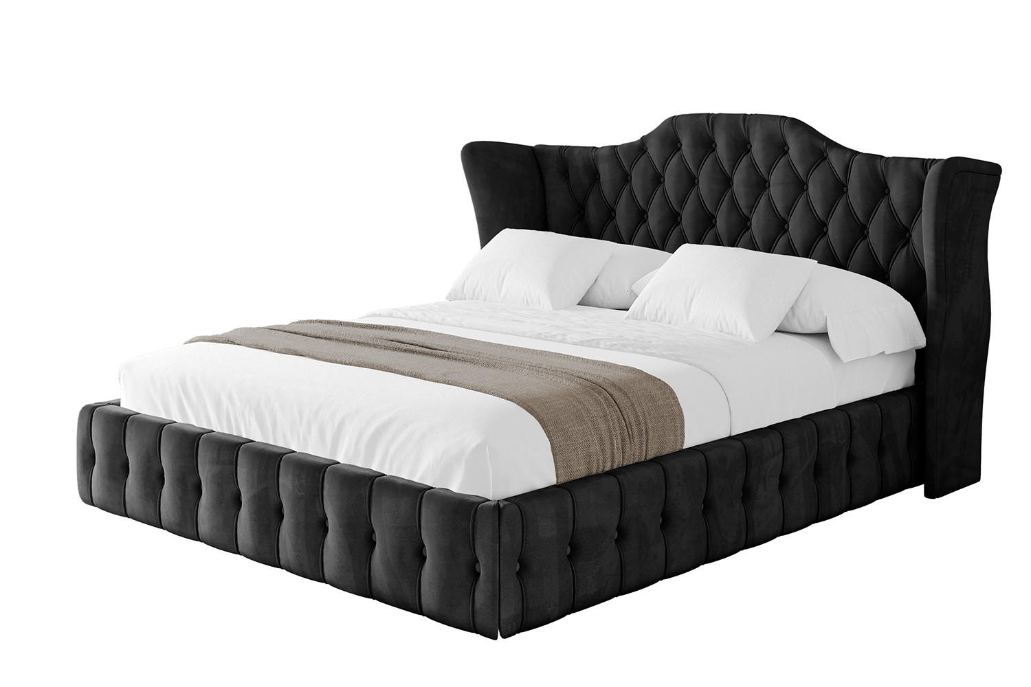 POLSTERBETT mit Bettkasten und Lattenrost, Boxbett ohne Matratze - MODY 180x200 Schwarz - Schwarz, Holzwerkstoff/Textil (180/200cm) - ALTDECOR