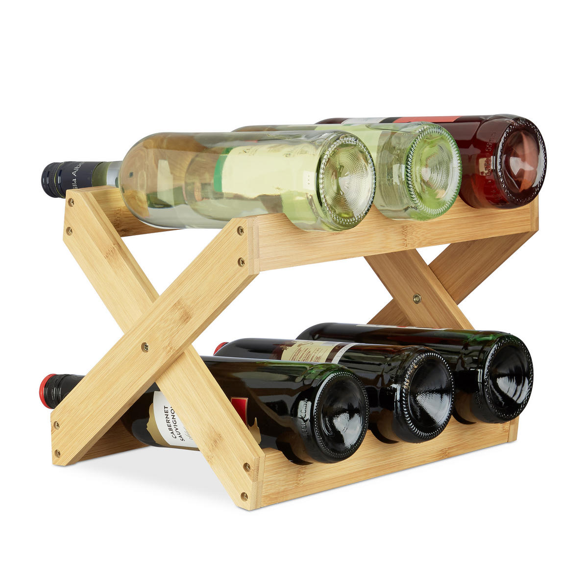 WEINREGAL - Hellbraun, Holz (36/22/20cm) - Relaxdays