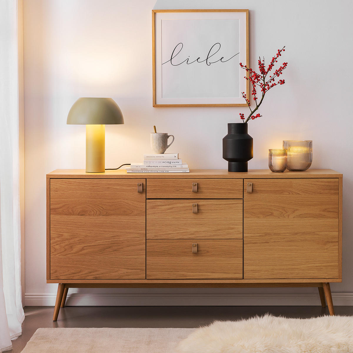 SIDEBOARD - Echtholzfurnier Eiche - Braun, Holzwerkstoff (150/75/40cm) - home24