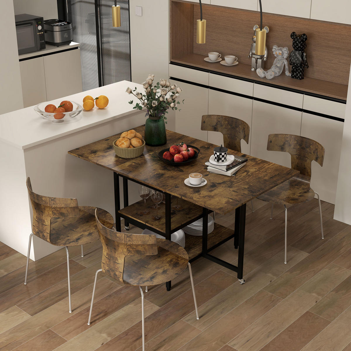 ESSTISCH klappbar, Spanplatte, Braun - Braun, Kunststoff (140/80/75cm) - HOMCOM