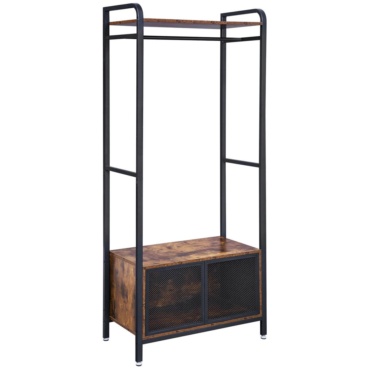 GARDEROBENSTÄNDER Metall mit Schuhschrank Industrial 180×80×40 cm - Dunkelbraun/Schwarz, Holzwerkstoff/Metall (40/180/80cm) - Begryf